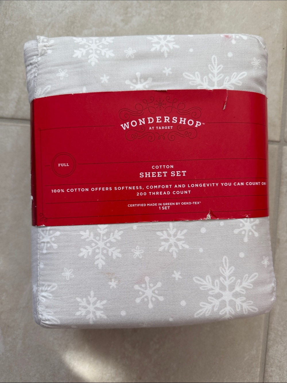 Wondershop Cotton Sheet Set - Light Gray & White Snowflake Print